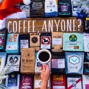 "Coffee Anyone?" Texas coffee club bag collage. 